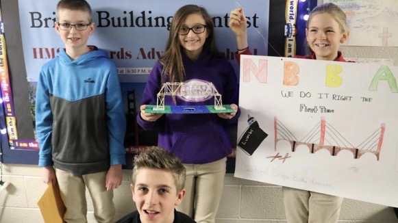 HMS students participate in a bridge-building Project