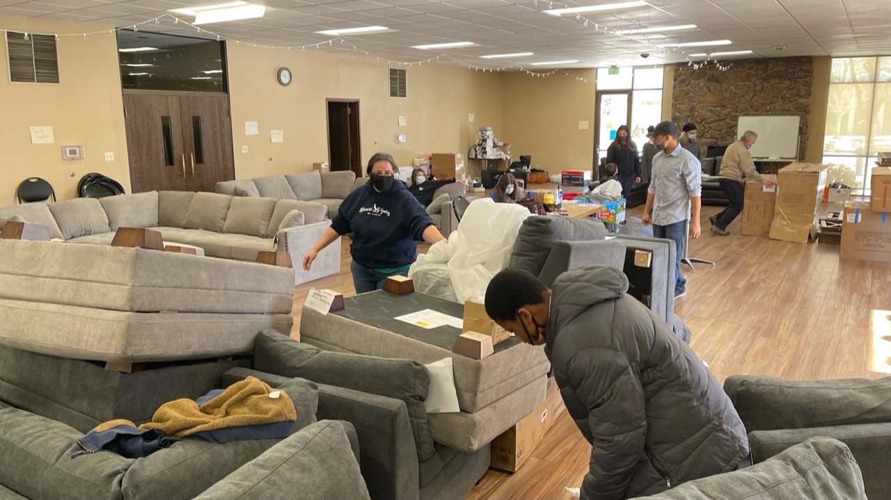 TWO CHURCHES PROVIDE HOUSEHOLD ITEMS TO COMMUNITY